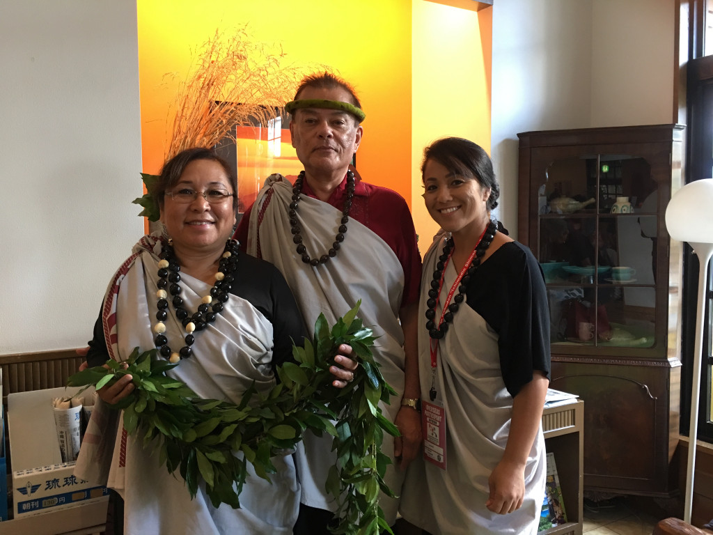 Esteemed Hawaiian delegation to Okinawa to present inspiring message of language revitalization.  Dr. Keiki KawaiÊ»aeÊ»a, Dr.Kalena Silva, MÄhealani Kobashigawa